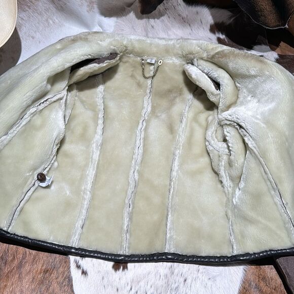 VINTAGE MAGGIE LAWRENCE LEATHER SHEARLING BIKER JACKET SIZE PETITE SMALL - Picture 8 of 14